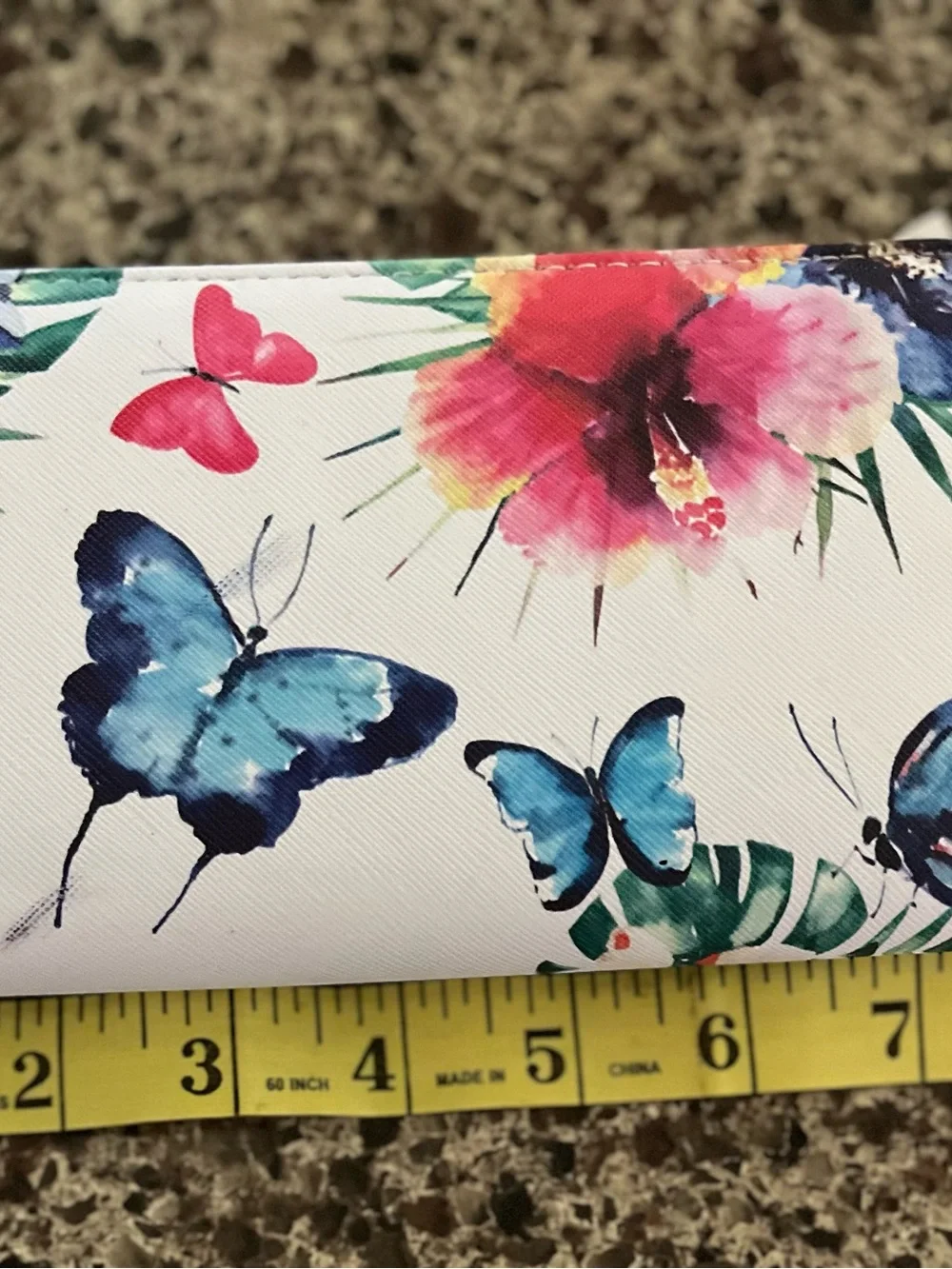 Coral Bay White Floral & Blue Butterfly Zip Wristlet